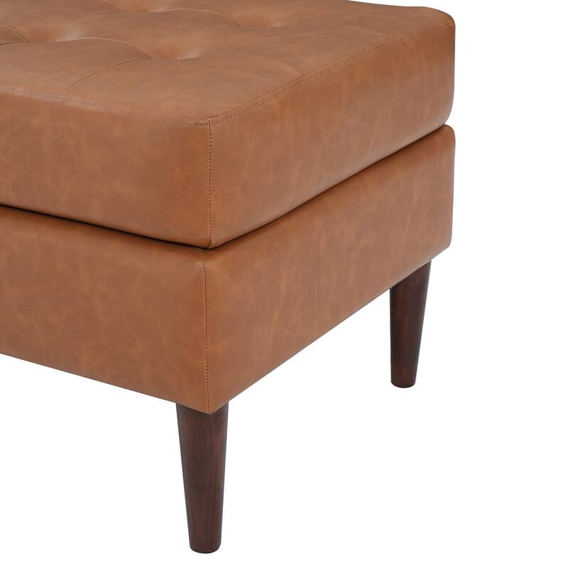 Christopher Knight Home- Modern Mid-Century Upholstered Tufted Ottoman with Solid Wood Legs & Versatile Use