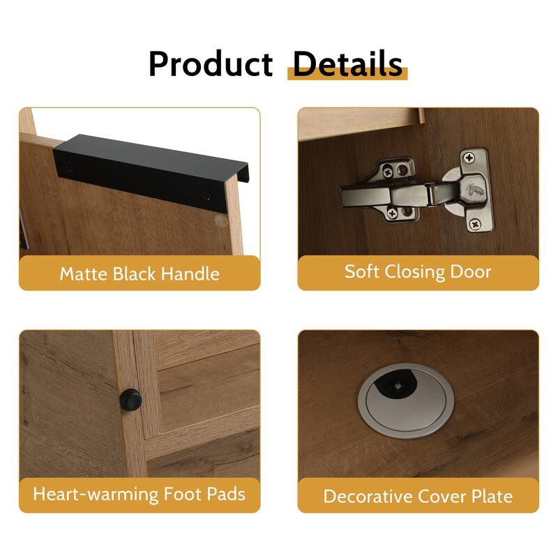 24/30/36 Inch Freestanding Bathroom Vanity Cabinet with Soft Close Door and Adjustable Shelf (Without Sink)