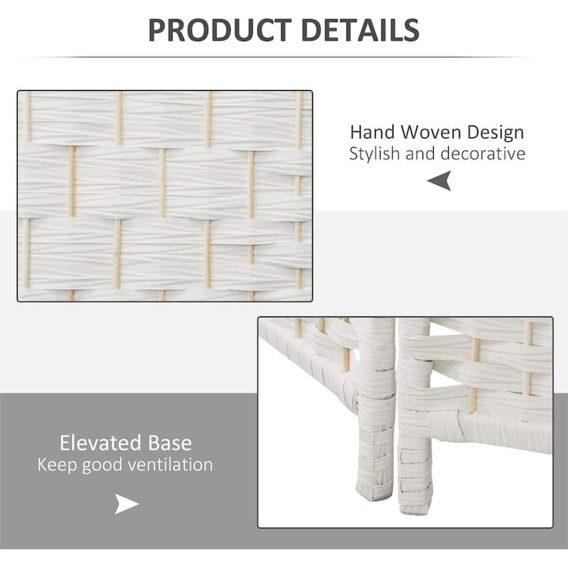 Nature Wood-White Poplar Paper Rope Folding Room Divider with Panels