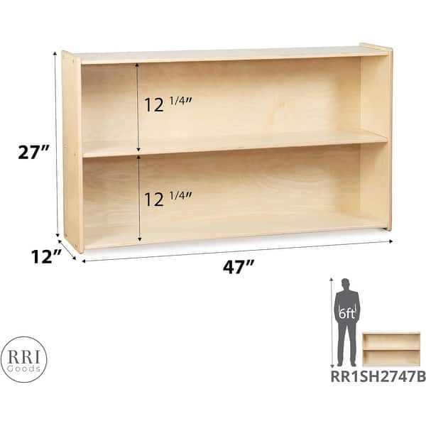 RRI Goods 2 Shelf Montessori Horizontal Bookcase with Wheels, Wooden BookShelf Organizer Kids Supplies Storage Unit