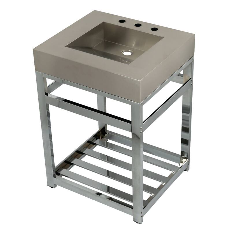 Kingston Brass Kingston Commercial 25" Wide Console Sink Set - Brushed / Polished Chrome