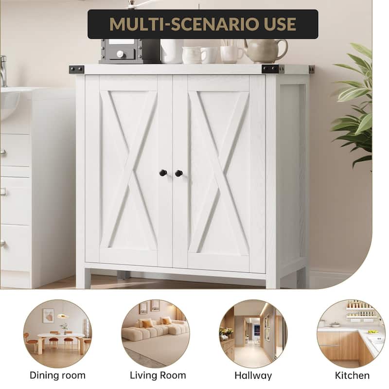 Storage Cabinet 15.7" d x 30" w x 31.5" h, Sideboard Buffet Cabinet with 2 Doors and Adjustable Shelves