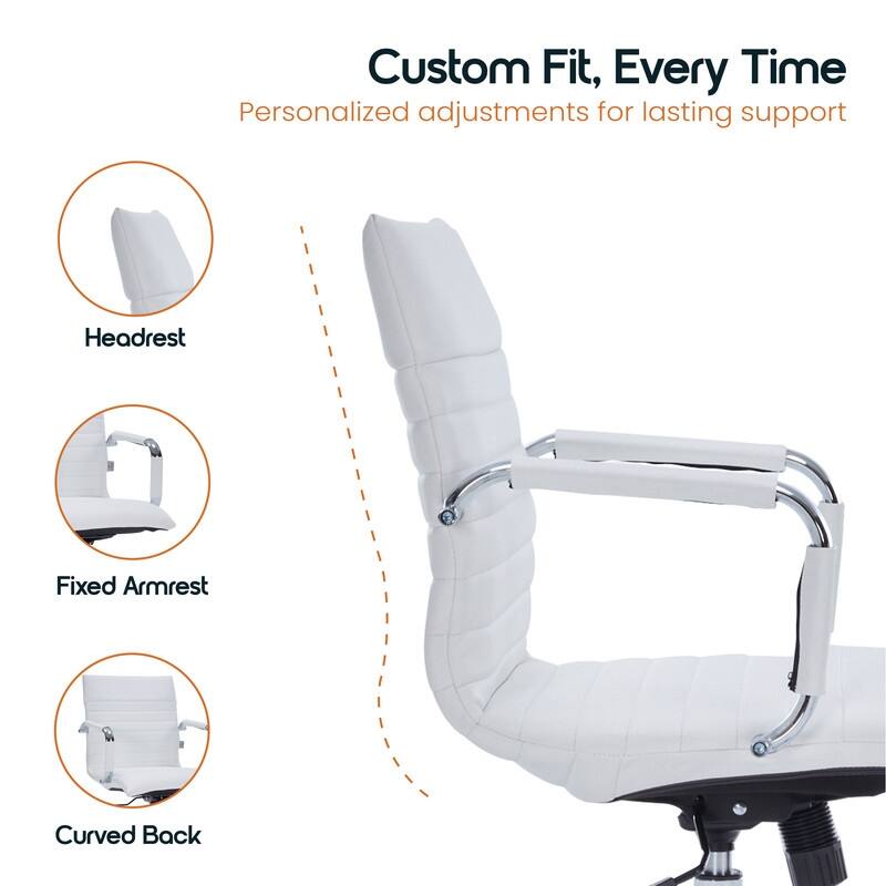Harris Ergonomic Mid-Back Leather Office Chair with Metal Frame, Adjustable Height, Tilt Lock, and Swivel for Home Office