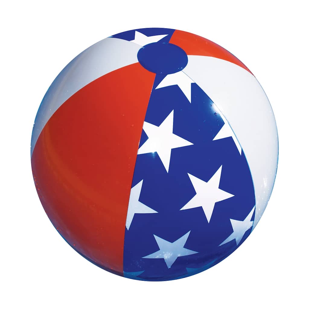 22-Inch Inflatable Patriotic American Stars and Stripes Beach Ball Swimming Pool Toy - 22"