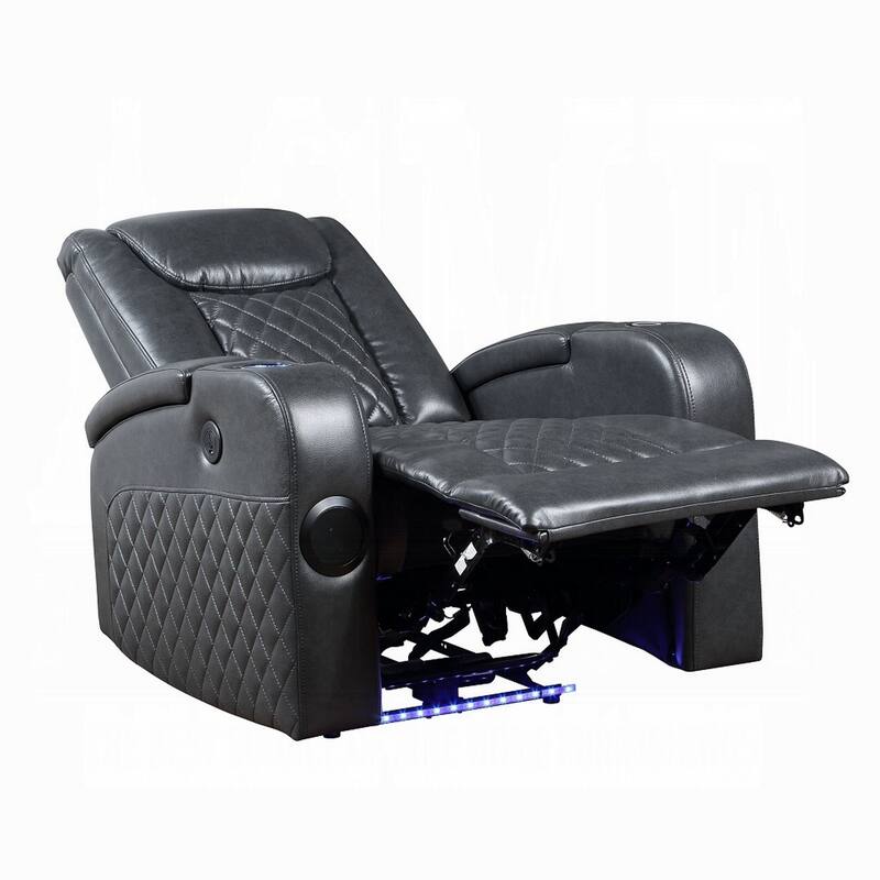 Liza Power Motion Recliner Chair, Bluetooth USB, Gray Faux Leather