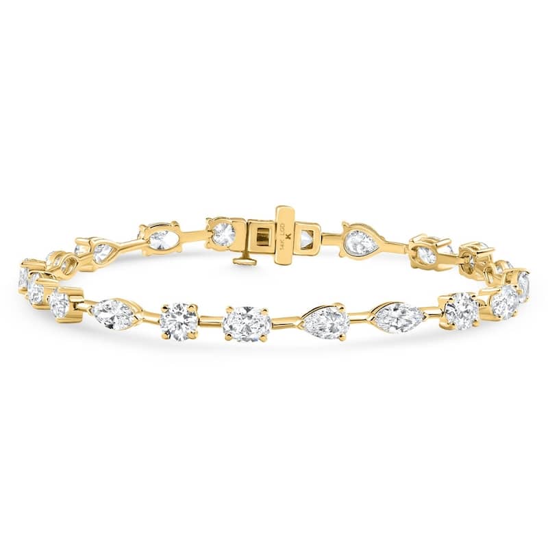 Bliss Diamond 5Ct Mixed Cut Diamond Tennis Bracelet 7" Yellow Gold Lab Grown