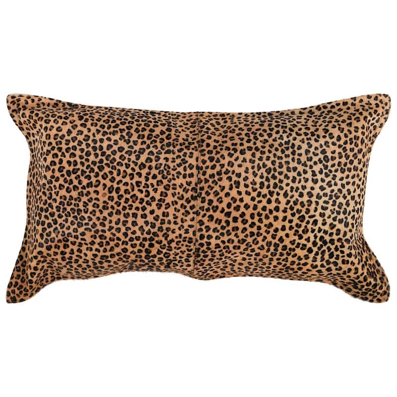 Leopard 100% Cow Hide 14"x 26" Throw Pillow in Animal Print by Kosas Home