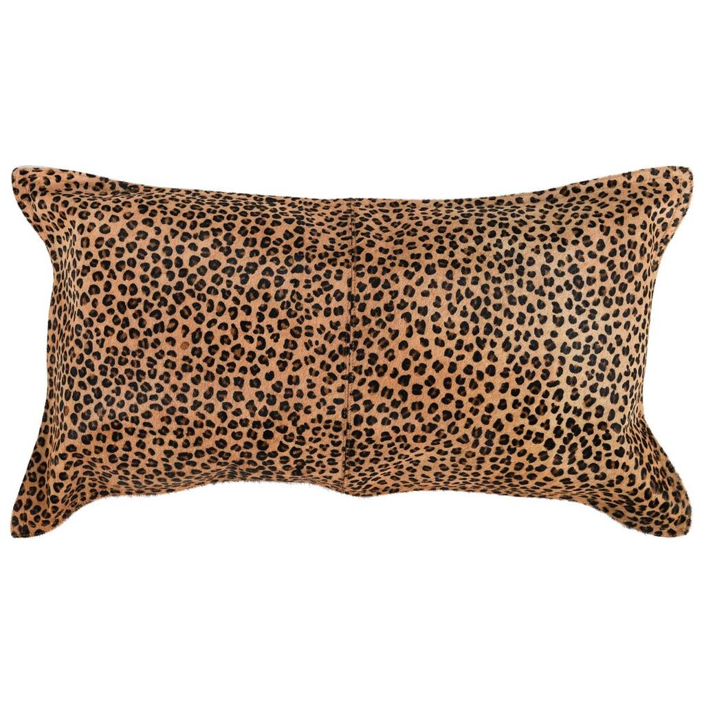 Leopard 100% Cow Hide 14"x 26" Throw Pillow in Animal Print by Kosas Home