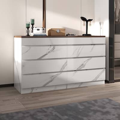 Moasis 8 Drawer Dresser with RGB Light,High Gloss Horizontal Storage Dresser