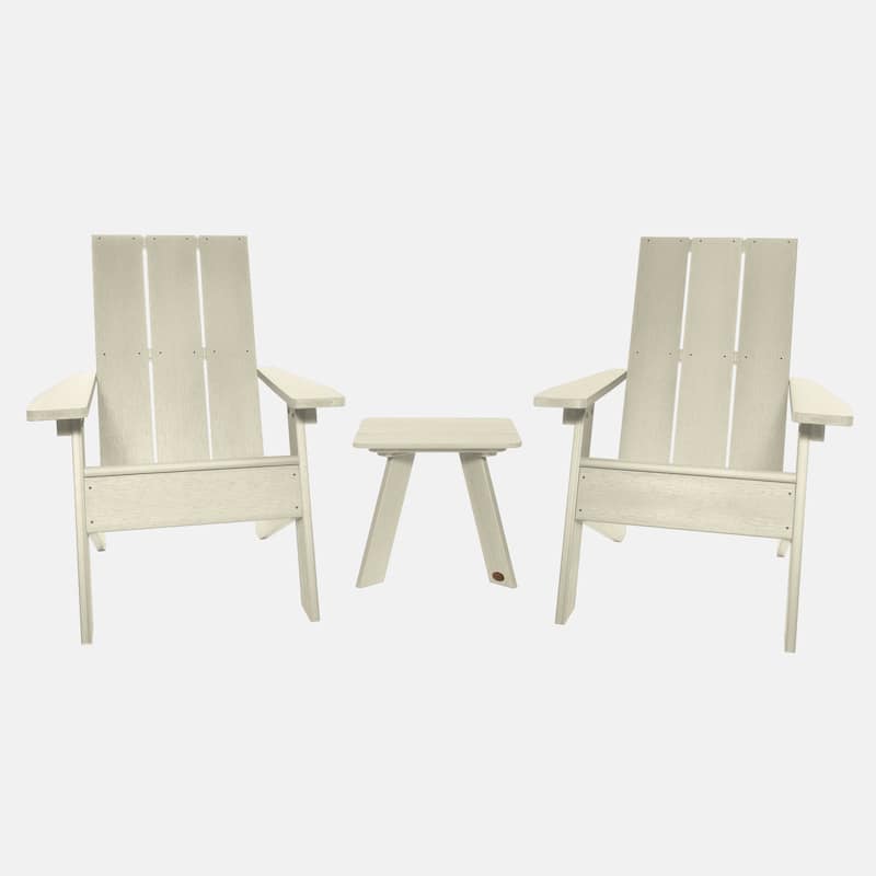 HIGHWOOD 3-piece Adirondack Chairs and Side Table Set - Whitewash