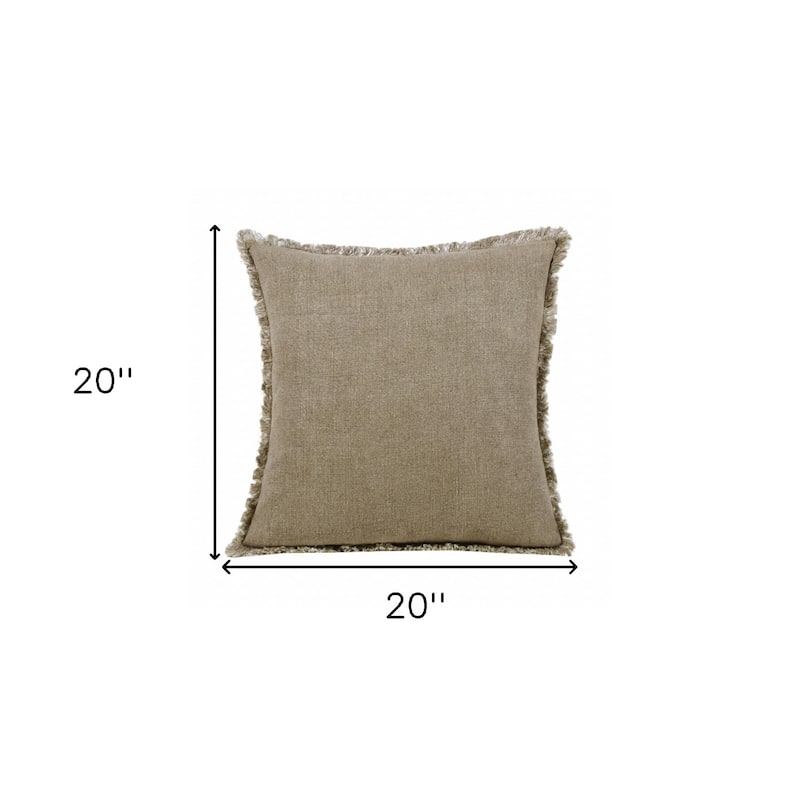 HomeRoots 20" X 20" Tan And Ivory Linen Zippered Pillow