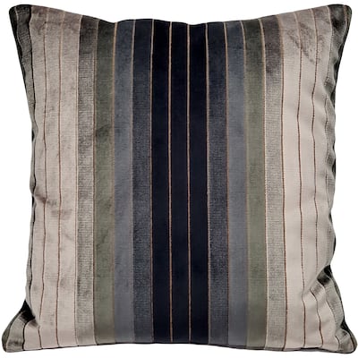 Carbon Stripes Textured Velvet Throw Pillow