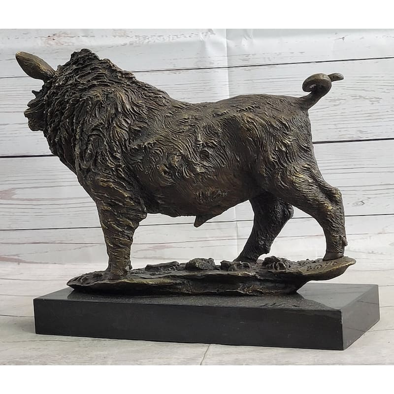 Wild Boar Hog Pig Bronze Sculpture Statue Figure Wildlife Art Decor Marble Base