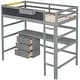 preview thumbnail 5 of 11, Solid Wood Loft Bed with Bulit-in Desk, Storage Shelf and 3 Drawers, Twin Size Loft Bedframe with Storage Box and Blackboard