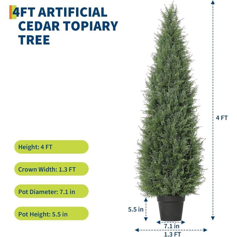 2-Pack Faux Artificial Cedar Topiary Tree for Home Office Decor