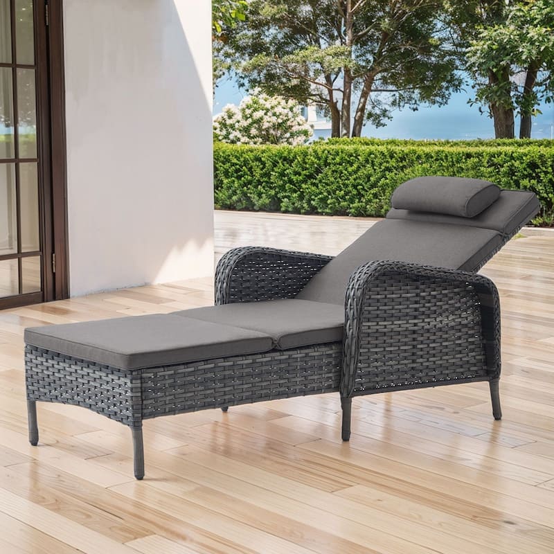 Outdoor Chaise Lounge Chair Adjustable 5-Position - 1-Piece