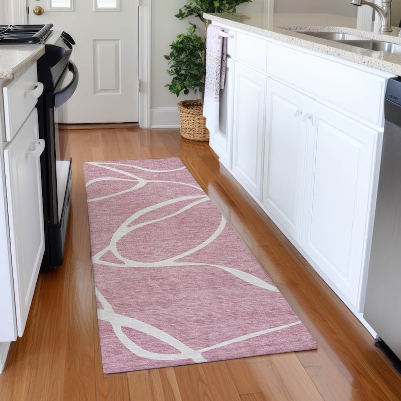 Premium Washable Super Soft Abstract Dash Mayfield Rug - Pink - 2'3" x 7'6"