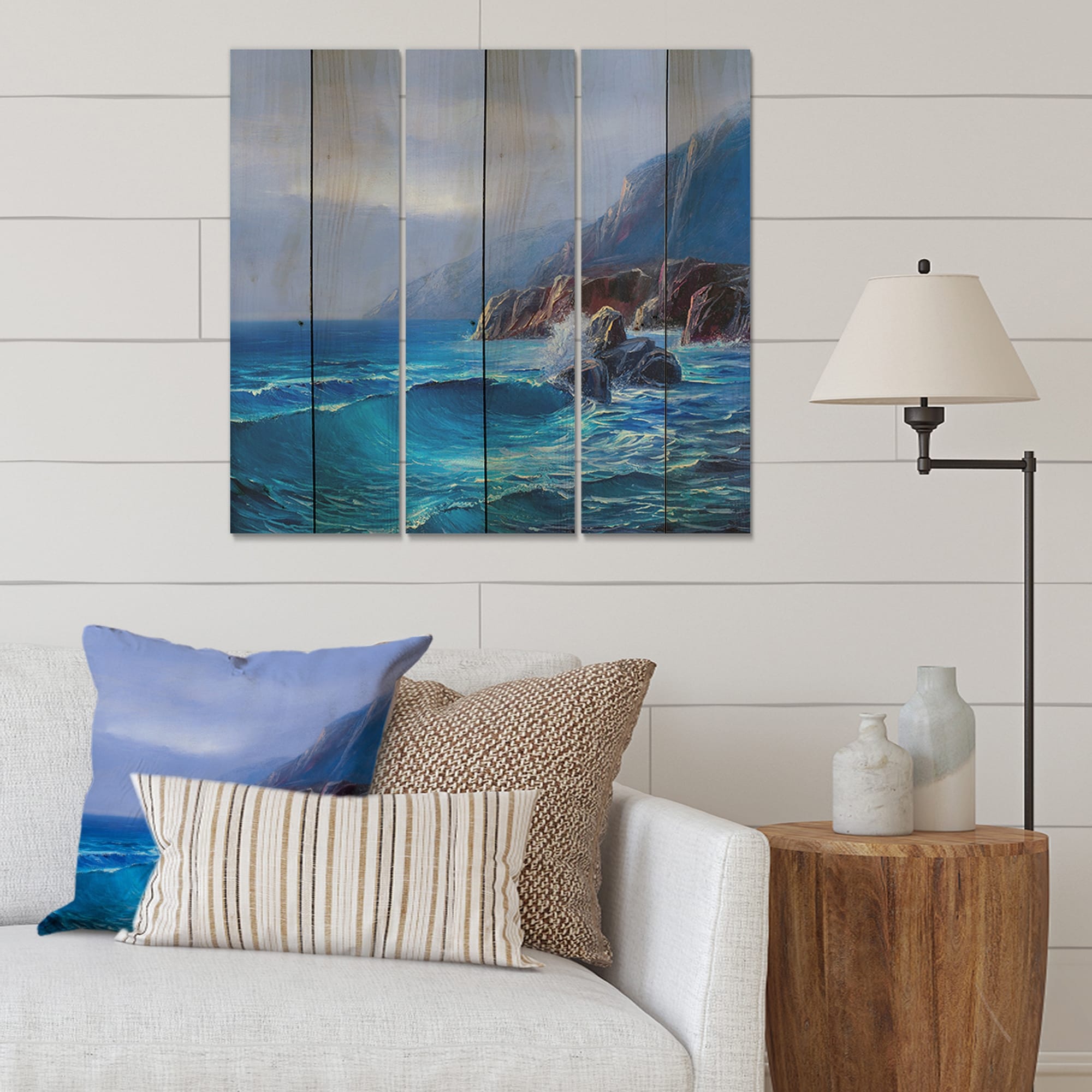 Designart 'Morning On Sea Wave Paints On A Canvas' Nautical-image