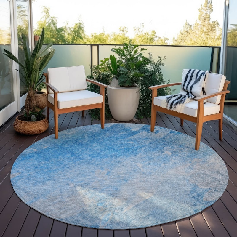Machine Washable Indoor/ Outdoor Abstract Solid Chantille Rug