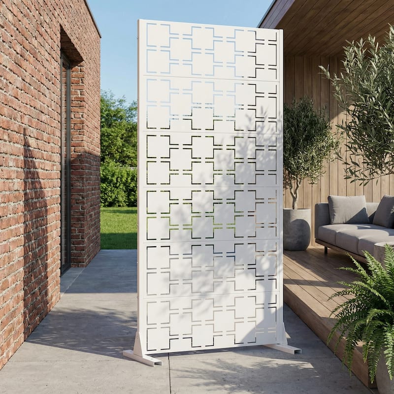 6 ft. H x 4 ft. Metal Privacy Screen Free Standing - White - 72"x35"