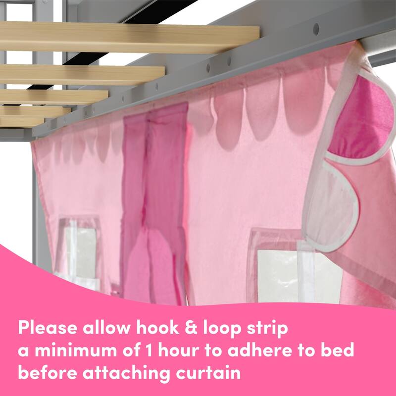 Max and Lily Classic Low Bunk with Stairs, Easy Slide and Curtain