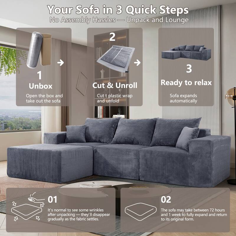 GDFStudio - 4-Piece Modular L-Shaped 100" Sectional Sofa with Chaise Lounge