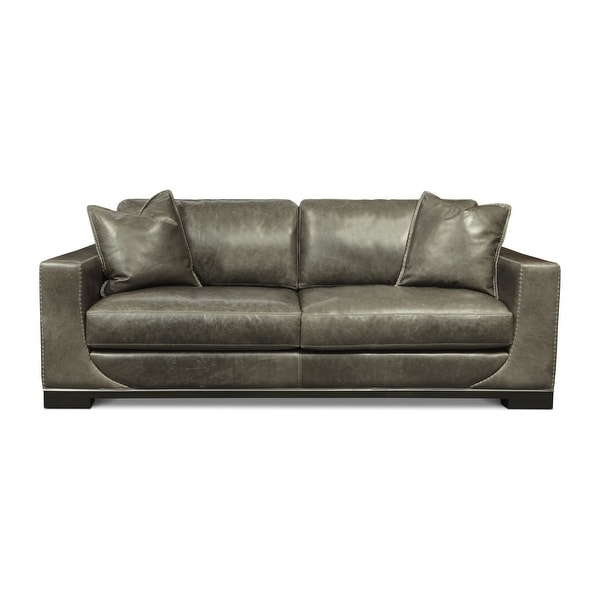 Cassidy Italian Full Grain Leather Mid-Century Modern Sofa. Opens flyout.