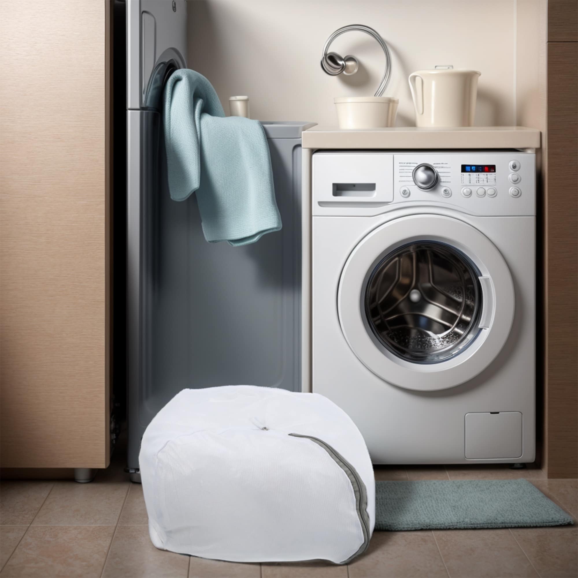 Thickened Mesh Laundry Bags Laundry Hampers for Bathroom 9.84"x9.84" 1 Pcs - White