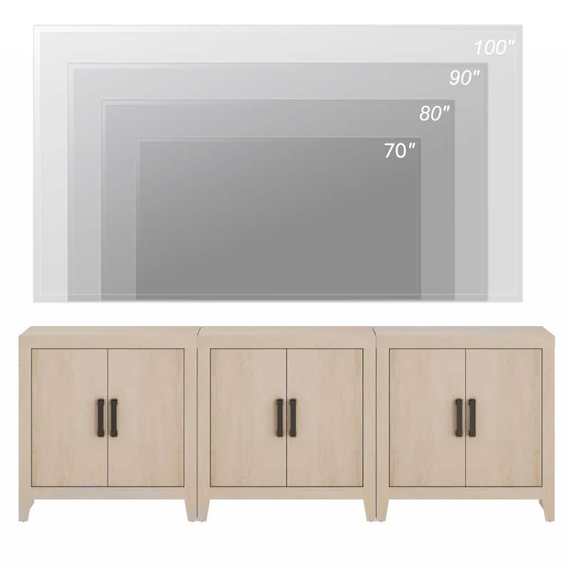 WAMPAT Modern Farmhouse TV Stand Cabinet, Entertainment Center with Adjustable Shelf