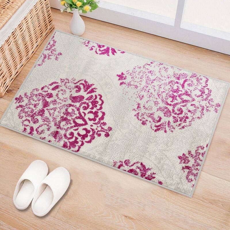 Porch & Den Pascuzzi Distressed Floral Damask Area Rug