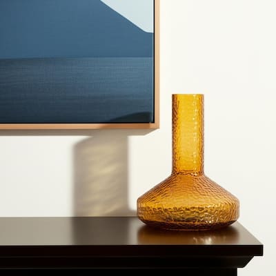 12" Amber Glass Faceted Table Vase - 9.84