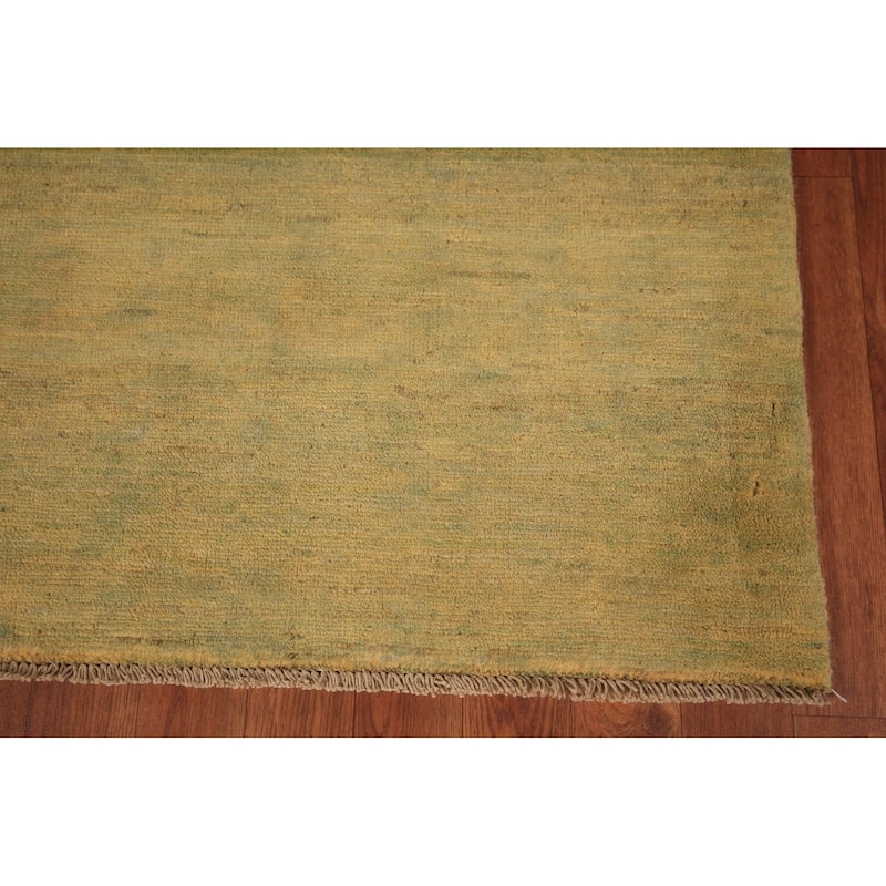Green & Yellow Gabbeh Modern Oriental Area Rug Handmade Wool Carpet - 5'5" x 7'4"