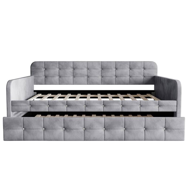 Clayfell Elyria Diamond Button Tufted Velvet Upholstered Daybed