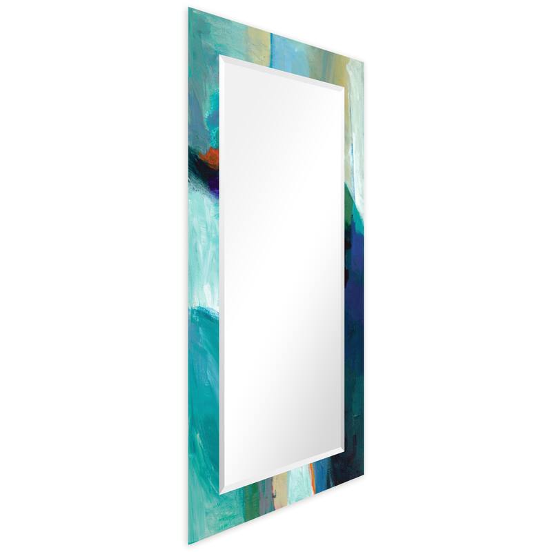 Empire Art "sky"Rectangular Reverse Printed Tempered Art Glass with Rectangular Beveled Mirror