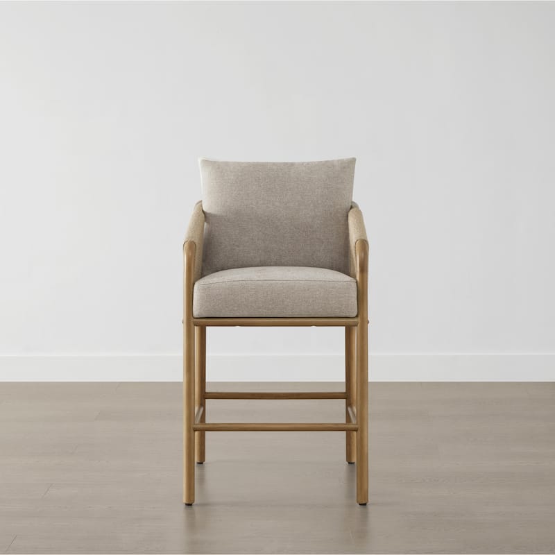 Lynn Counter Height Bar Stool with Braid Wood Arm Set of 2