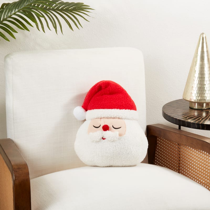 Jolly Saint Nick Santa Poly Filled Throw Pillow