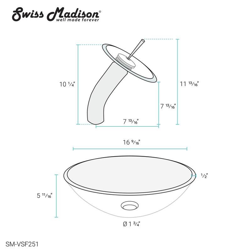 Cascade 16.5 Glass Vessel Sink with Faucet