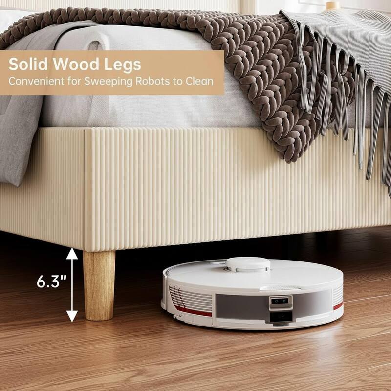 Corduroy Upholstered Platform Bed Frame, No Box Spring Needed