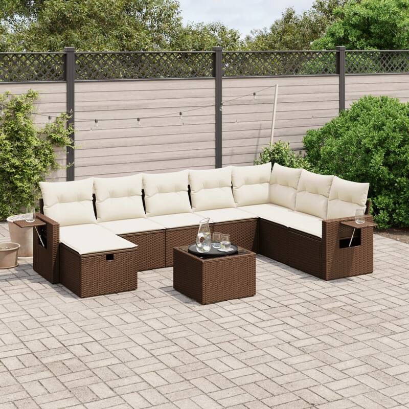 vidaXL Garden Sofa Set - Brown and cream Large  - form2
