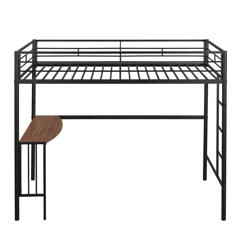 Twin Over Full Metal Bunk Bed with Desk, Ladder, and Quality Slats for Bedroom