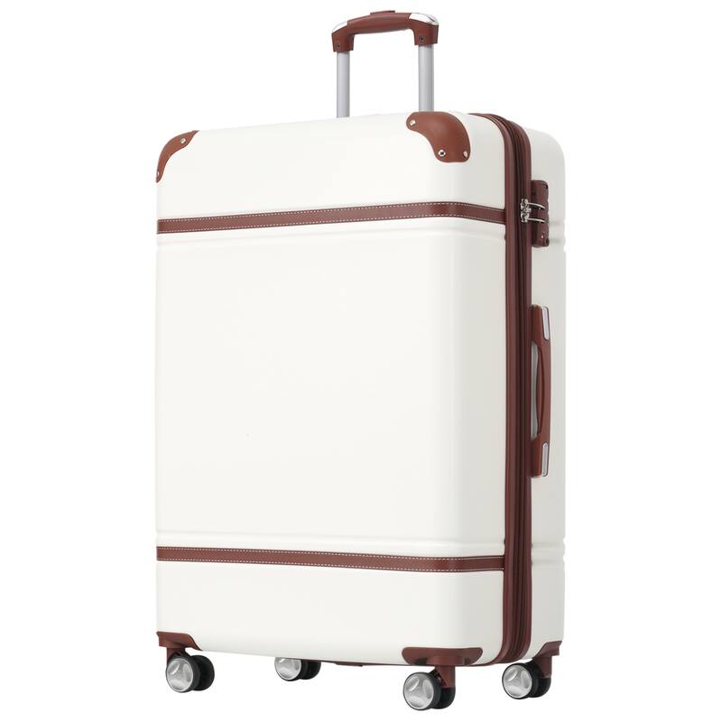 Hardshell Luggage Sets with Bags Lightweight Suitcase Double Spinner Wheels with TSA Lock, Single Vintage Luggage 24 IN