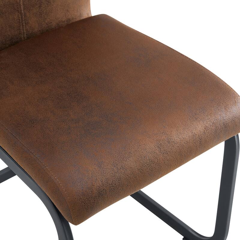 Retro Suede-Like Tech Fabric Dining Chairs with Sturdy Metal Legs, Ergonomic Arc Backrest, Reinforced Frame