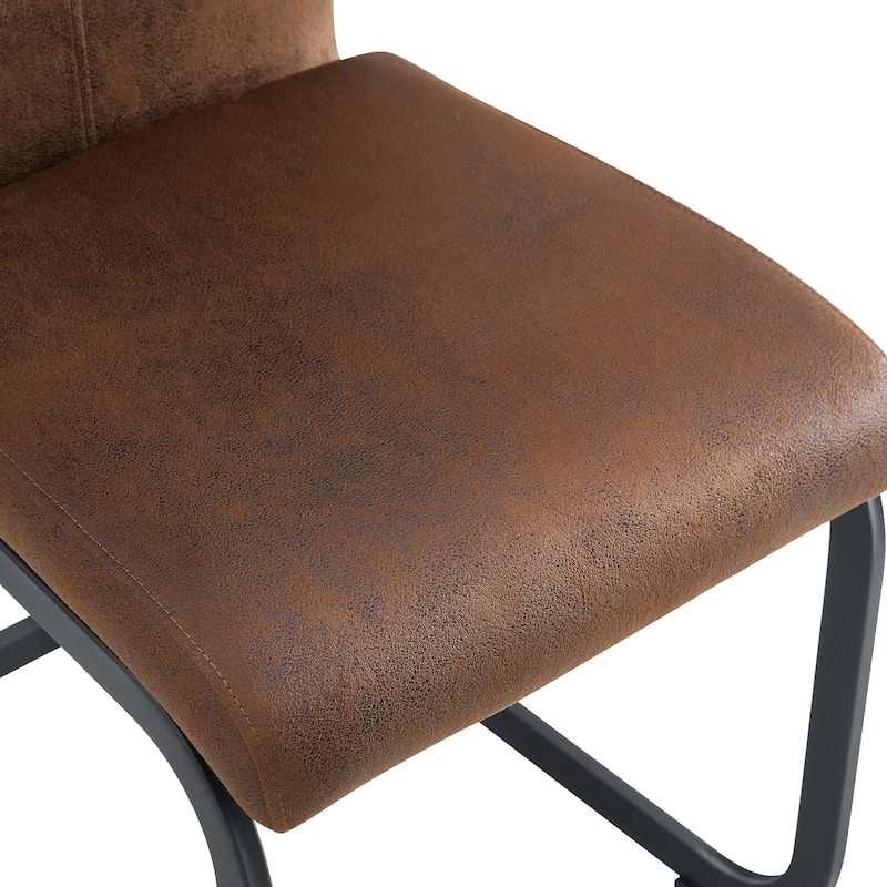 Suede-like Tech Fabric Dining Chairs:Ergonomic Arc Backrest+Reinforced Metal Frame.Set Of 2