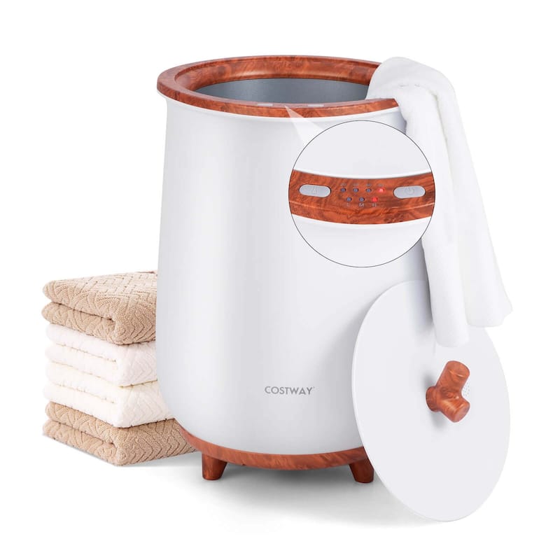 23L Bathroom Towel Warmer Bucket Timer w/ Fragrance Holder & Heating - Brown