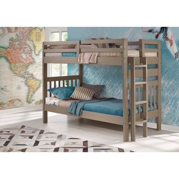 Olympus TwinoverTwin Solid Wood Bunk Bed with Ladder Bed Bath