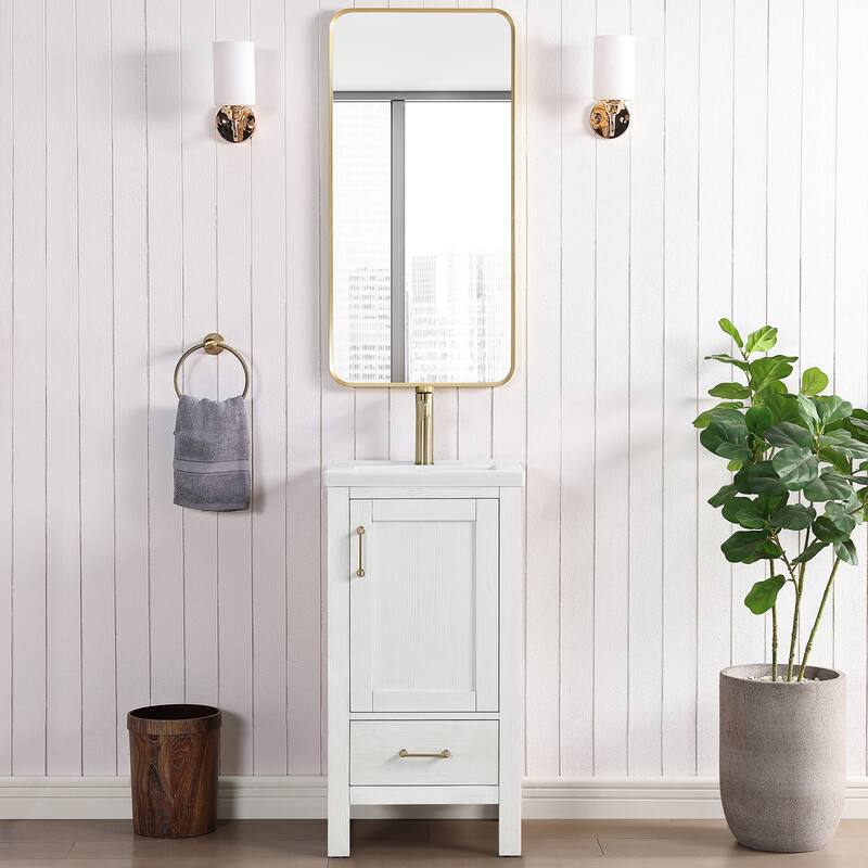 Gela Single Bath Vanity with Ceramic Basin Top and Mirror