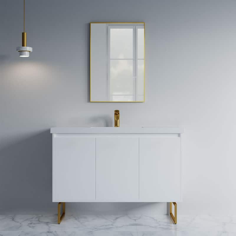 Kennan 48" Single Bathroom Vanity Set with Rectangle Legs - White
