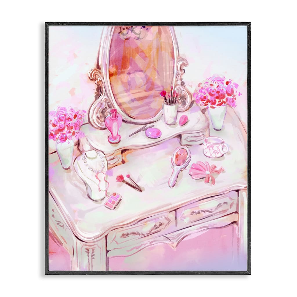 Stupell Pastel Pink Vanity View Framed Giclee Art Design By Ziwei Li