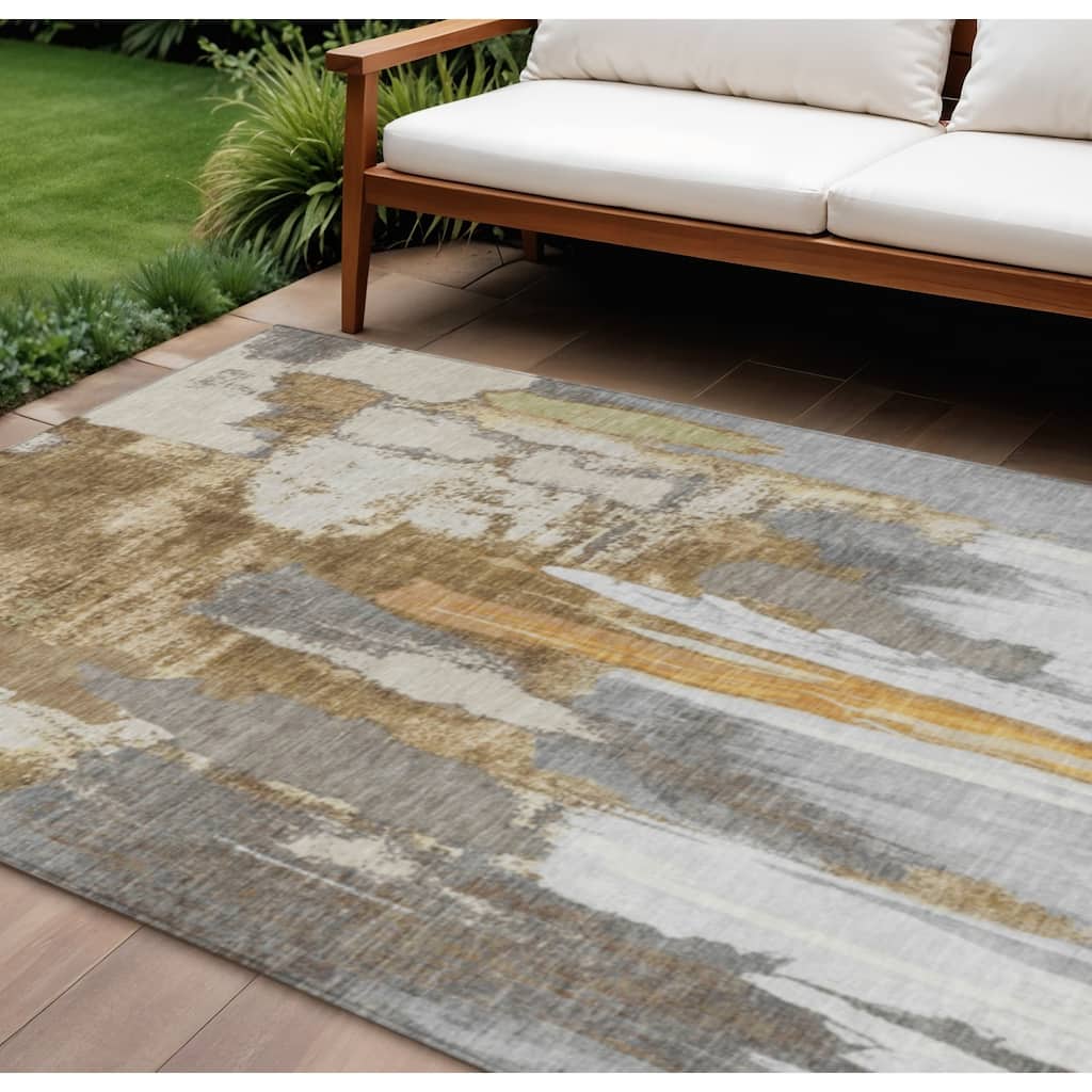 HomeRoots Abstract Transitional Rectangle Outdoor Rug