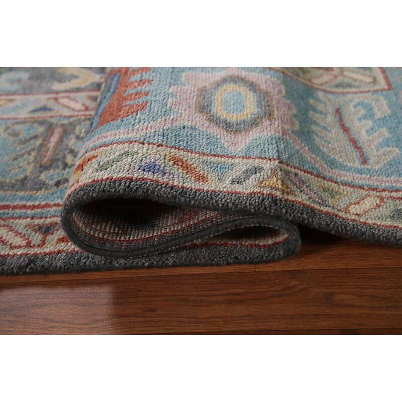 Gray Floral Oushak Oriental Area Rug Wool Carpet - 7'9"x 9'11"